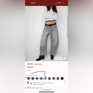 we the free good luck barrel jeans falcon grey new 28